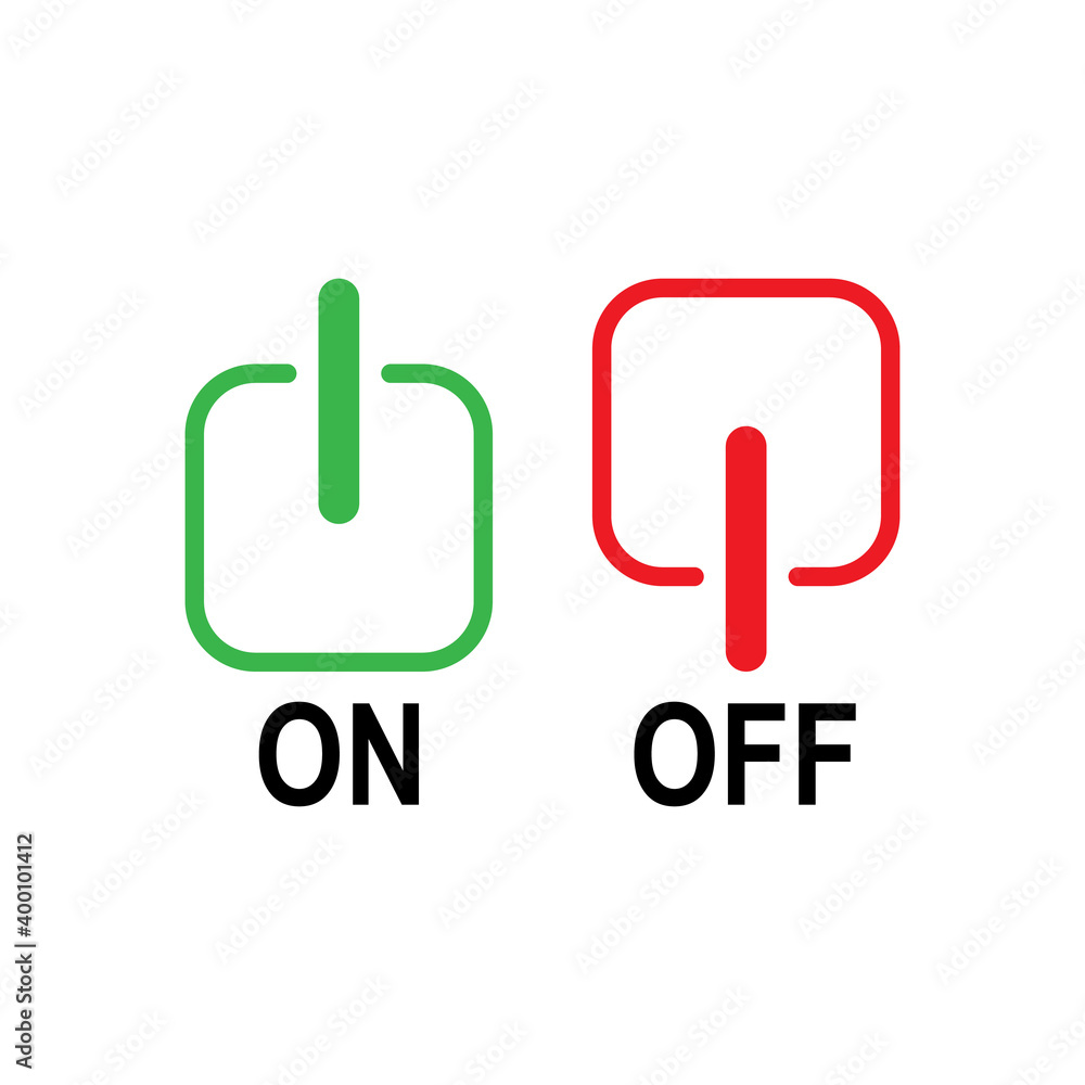On and off icon design isolated on white background On and off icon design isolated on white background