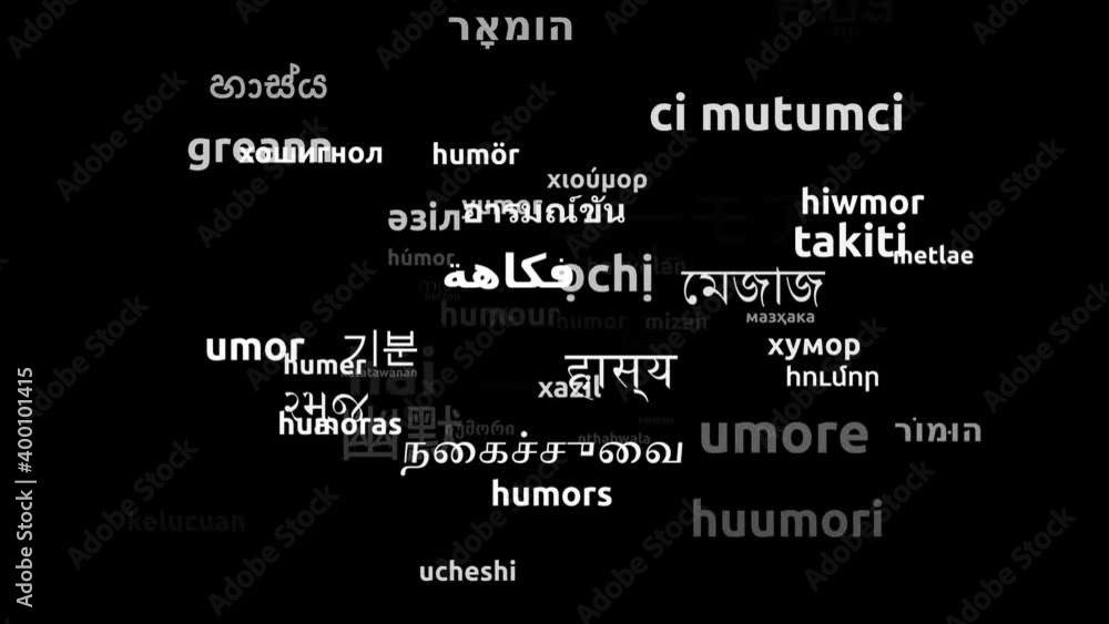 Humour Translated in 60 Worldwide Languages Endless Looping 3d Zooming Wordcloud Mask Humour Translated in 60 Worldwide Languages Endless Looping 3d Zooming Wordcloud Mask
