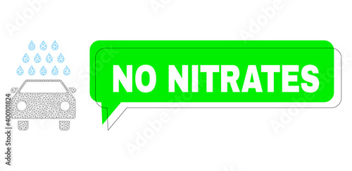 Misplaced No Nitrates green chat frame and car wash mesh structure. Vector flat car wash, designed with flat mesh. Green conversation includes No Nitrates title inside black frame, and color area.