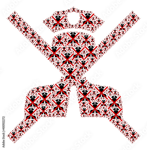 Repeating composition of cancel policeman. Flat vector cancel policeman composition is formed of scattered itself cancel policeman pictograms.