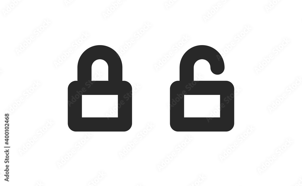 Lock icon in flat style. Security symbol vector illustration. Padlock open an closed. Lock icon in flat style. Security symbol vector illustration. Padlock open an closed.