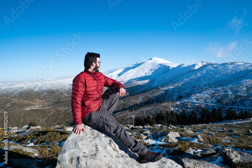The man enjoying the nature in mountains