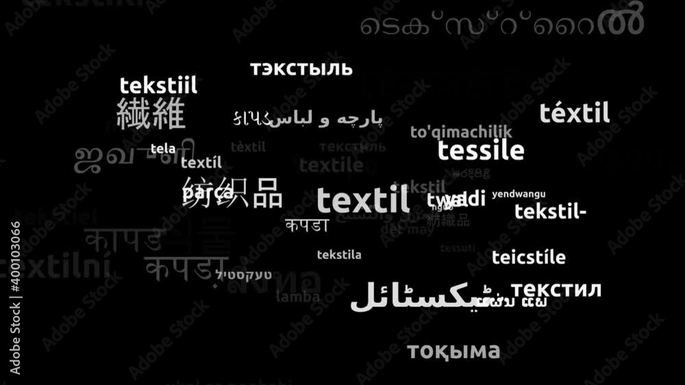 Textile Translated in 59 Worldwide Languages Endless Looping 3d Zooming Wordcloud Mask Textile Translated in 59 Worldwide Languages Endless Looping 3d Zooming Wordcloud Mask