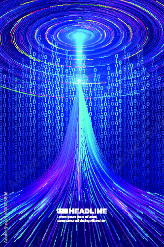 Line beam, 01 Digitization and Vortex, big data background.