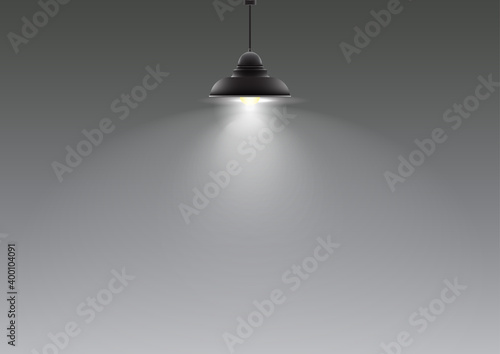Realistic lamp hanging from the ceiling.