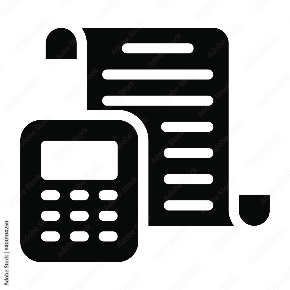 Calculator with paper, linear icon of Calculation Calculator with paper, linear icon of Calculation