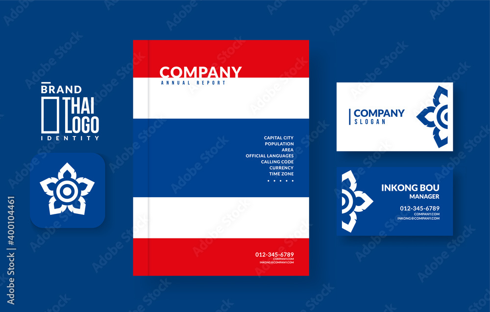 Thailand annual report book cover and business card design Thailand annual report book cover and business card design