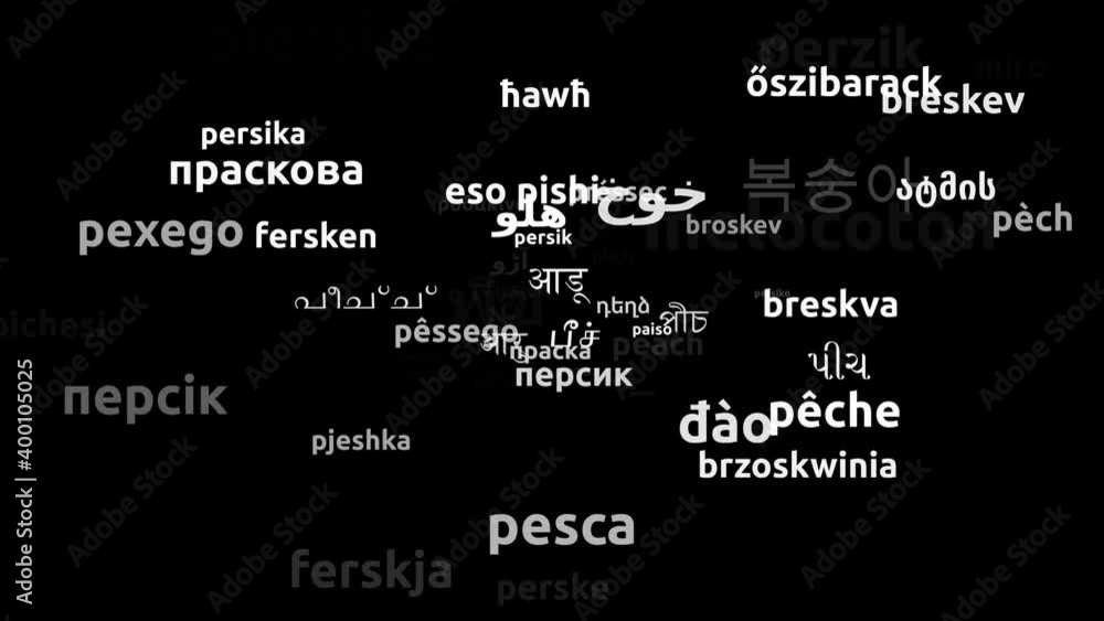 Peach Translated in 64 Worldwide Languages Endless Looping 3d Zooming Wordcloud Mask Peach Translated in 64 Worldwide Languages Endless Looping 3d Zooming Wordcloud Mask