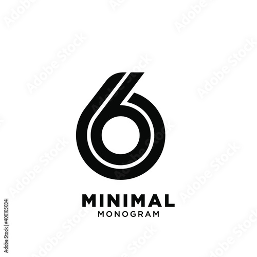 minimal initial number 6 66 simple vector design isolated background