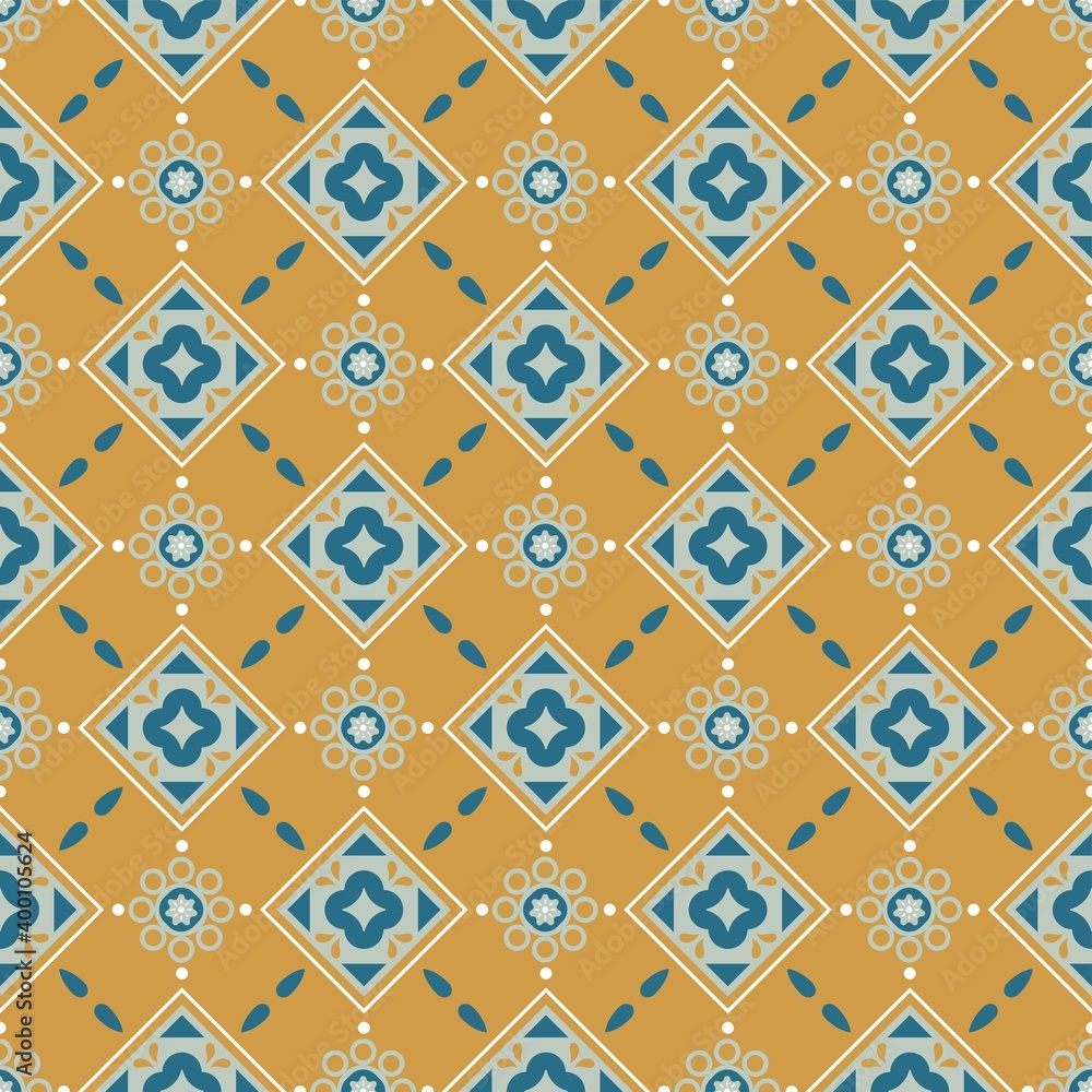 Fototapeta premium Moroccan tiles continuous seamless background, tile decoration, used for wallpaper, pattern texture, tile, web page background, surface texture, fabric texture