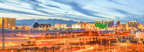 Panorama of Las Vegas Strip at Sunset