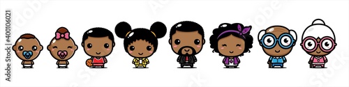 vector design of cute family set characters