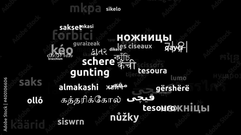 Scissors Translated in 66 Worldwide Languages Endless Looping 3d Zooming Wordcloud Mask Scissors Translated in 66 Worldwide Languages Endless Looping 3d Zooming Wordcloud Mask