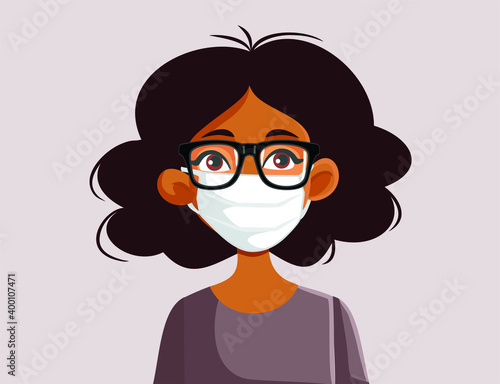 African Woman Wearing Glasses and Medical Face Mask © nicoletaionescu