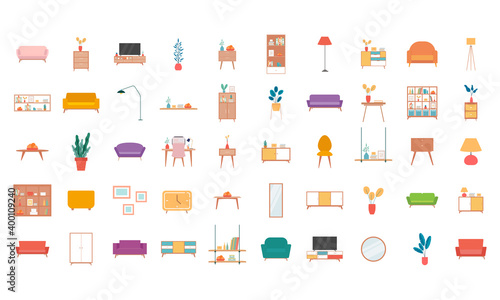 Isolated set of group household items icon- Vector