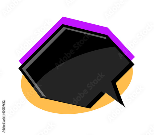 Blank black message speech bubble sticker isolated on white