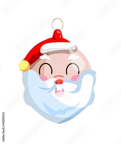 Smiling santa clause christmas ball on white background