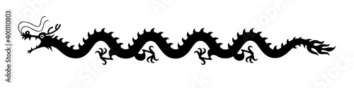 graphic black dragon on white background, vector