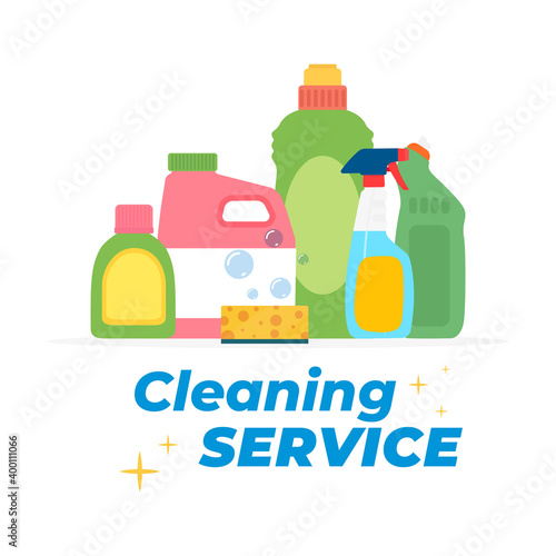 Cleaning products service in white blackboard - Vector