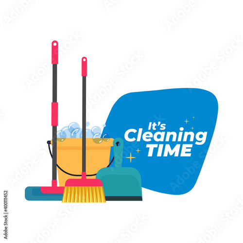 Products cleaning time in white background image- Vector