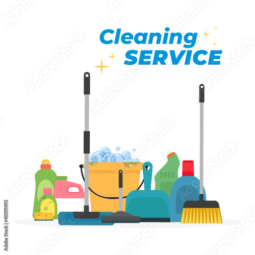 Products Cleaning service in white blackboard - Vector