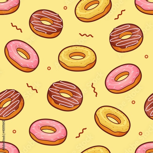Donuts seamless pattern background vector illustration