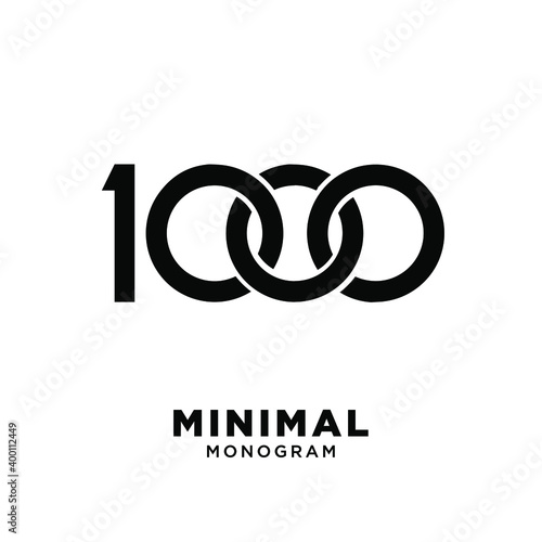 1000 simple number luxury logo design isolated black background