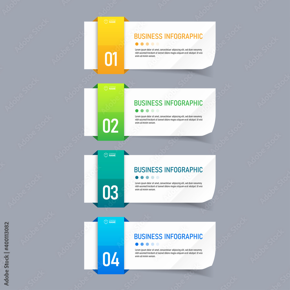 nfographic presentation 4 steps. Text box design with note papers.
nfographic presentation 4 steps. Text box design with note papers.