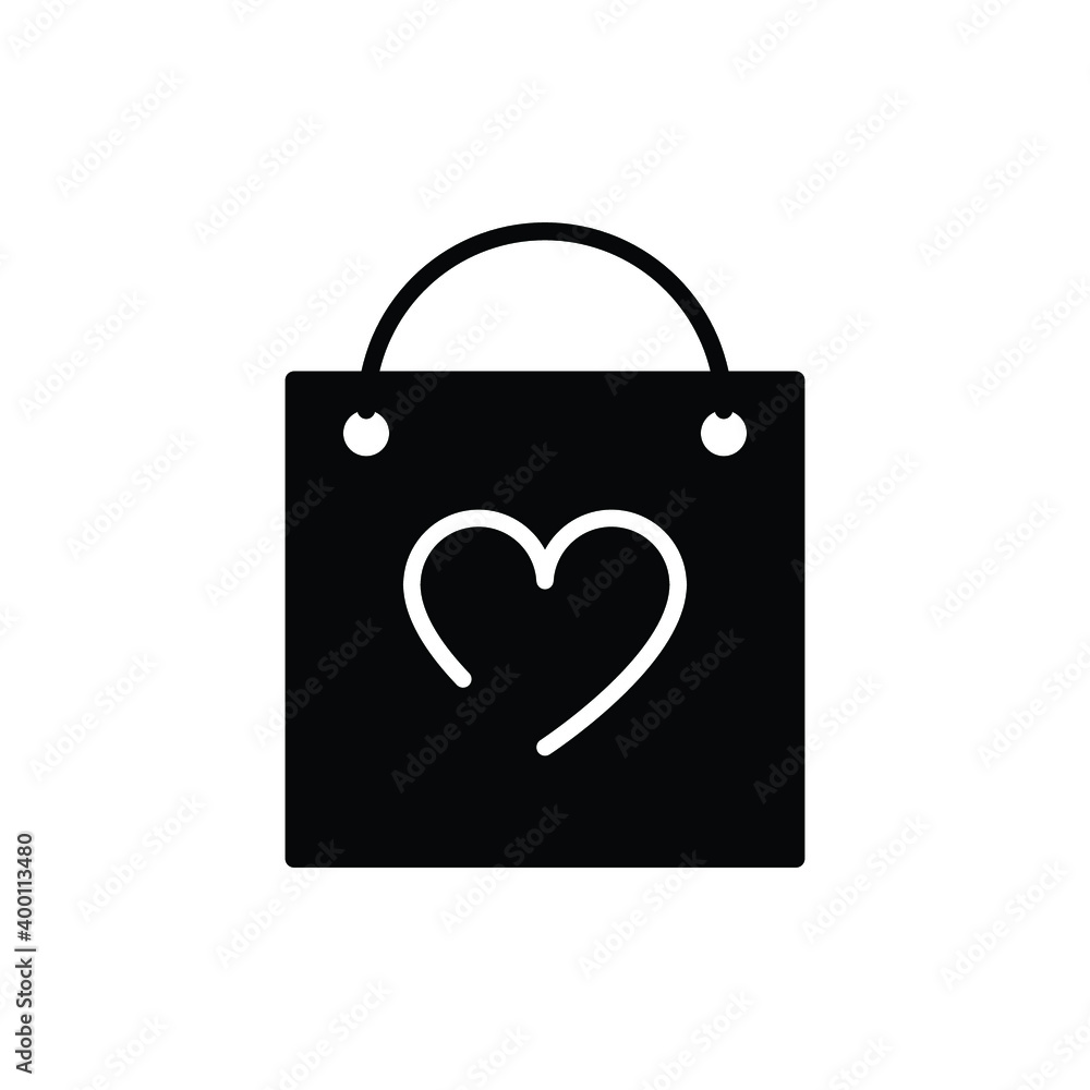 bag shopping love solid style vector bag shopping love solid style vector