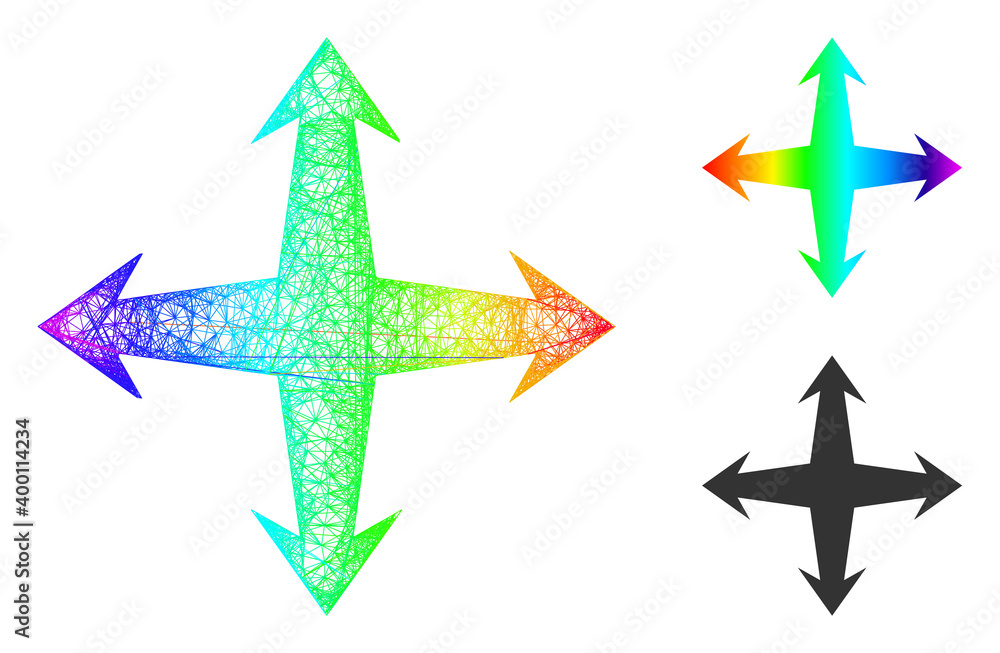 Spectral vibrant wire frame expand, and solid spectral gradient expand icon. Crossed frame 2D net geometric symbol based on expand icon, generated with crossed lines. Spectral vibrant wire frame expand, and solid spectral gradient expand icon. Crossed frame 2D net geometric symbol based on expand icon, generated with crossed lines.