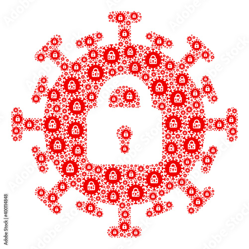 Recursive mosaic for contagious lockdown. Flat vector contagious lockdown abstraction is organized with scattered recursive contagious lockdown elements.