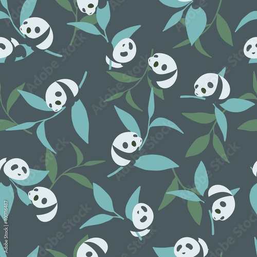 Pandas Dinner Time Vector Graphic Background Pattern