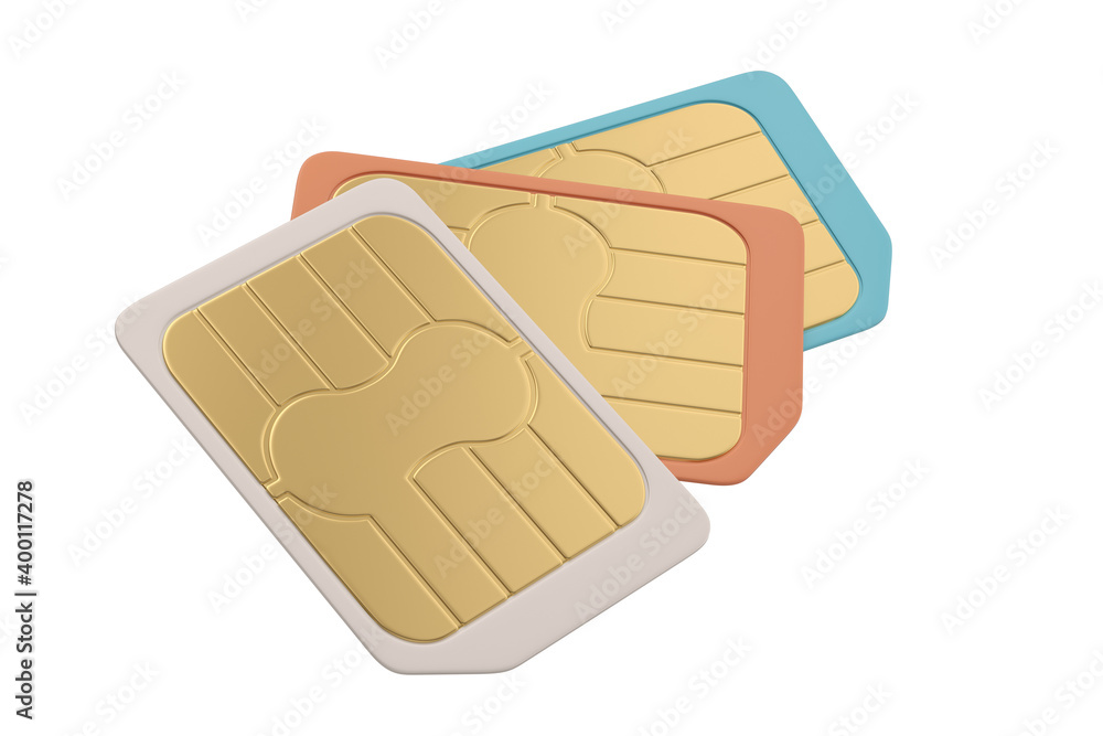High quality rendering Sim card Isolated On White Background, 3D rendering. 3D illustration. High quality rendering Sim card Isolated On White Background, 3D rendering. 3D illustration.
