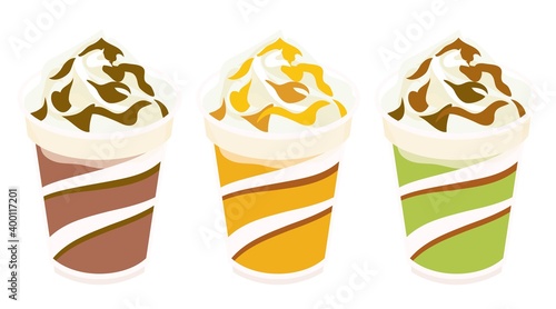 コーヒーやチョコやキャラメルや抹茶のシェイク