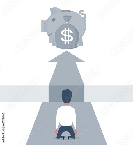Concept of crisis and failure. Vector illustration, flat design, cartoon style, isolated background.