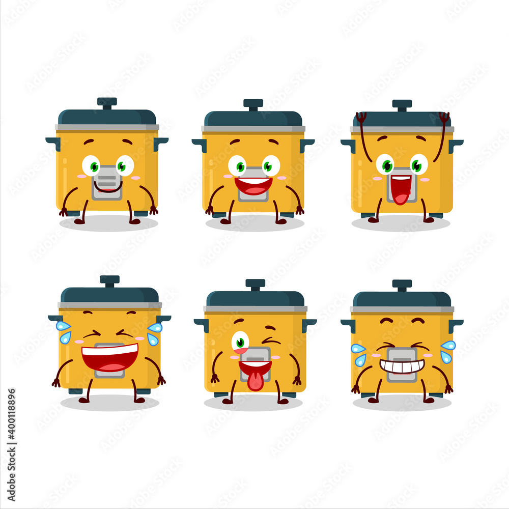 Cartoon character of rice cooker with smile expression