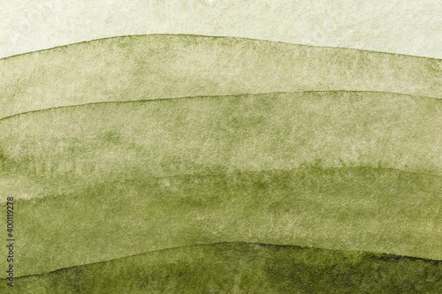 Abstract art background green and olive colors. Watercolor painting on canvas.