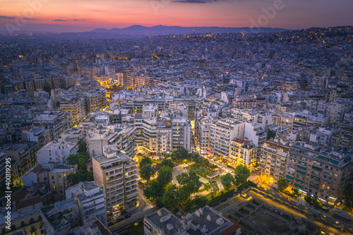 Thessaloniki at sunset cityscape  Greece..