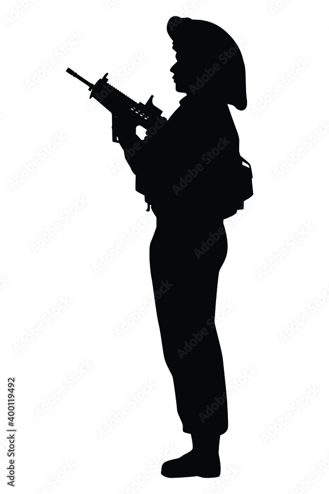 Israel soldier with rifle gun silhouette vector on white, middle east battle, military person concept in black and white. Israel soldier with rifle gun silhouette vector on white, middle east battle, military person concept in black and white.