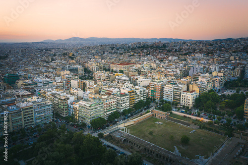 Thessaloniki at sunset cityscape, Greece..