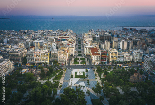 Aerial view of famous Aristotelous Square in Thessaloniki city  Greece.