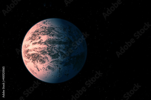 Fototapeta Naklejka Na Ścianę i Meble -  Exoplanet in a far dark space. Elements of this image were furnished by NASA.
