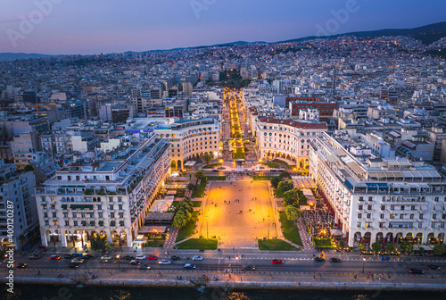 Aerial view of famous Aristotelous Square in Thessaloniki city, Greece.