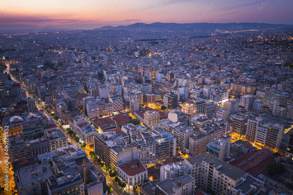 Obraz premium Thessaloniki at sunset cityscape, Greece..
