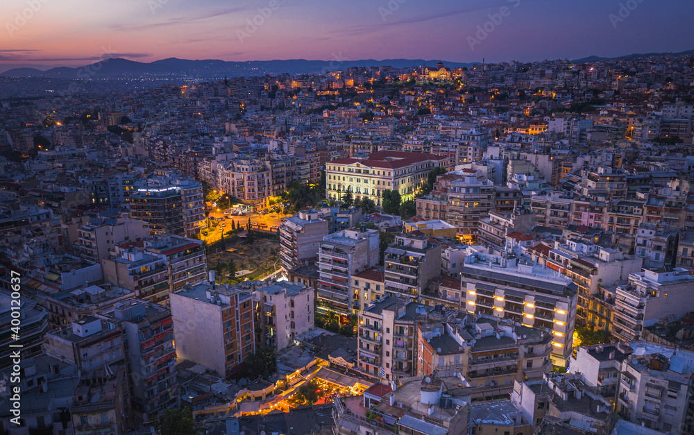 Obraz premium Thessaloniki at sunset cityscape, Greece..