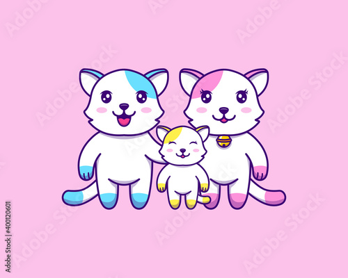 Cute and happy cat family