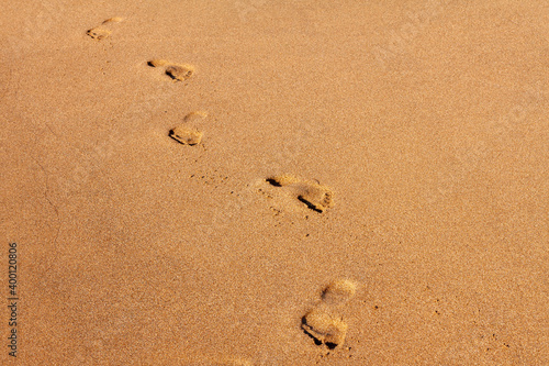 Human footprints in the sand