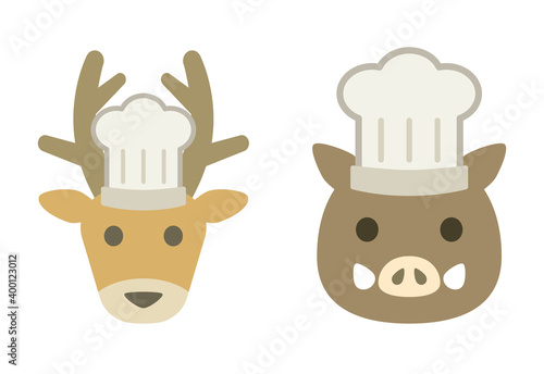 鹿と猪　コック