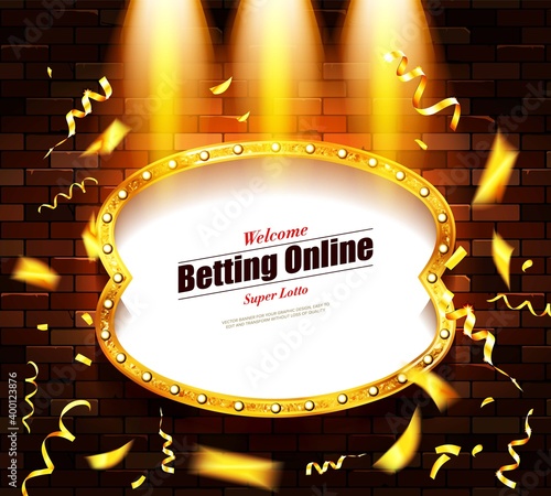 Casino banner on a shining retro billboard