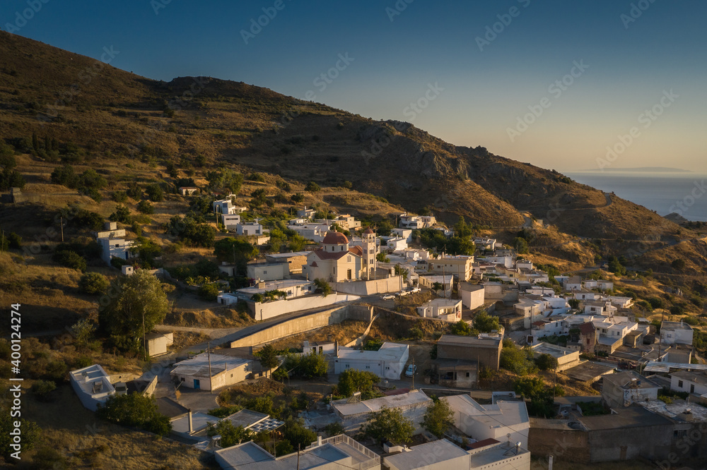 Saktouria traditional Crete village on sunset time, Rethymno area, greece